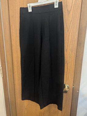 Jones New York Pull On Pintuck Wide Leg Compression Cropped/Ankle Black Pants-S